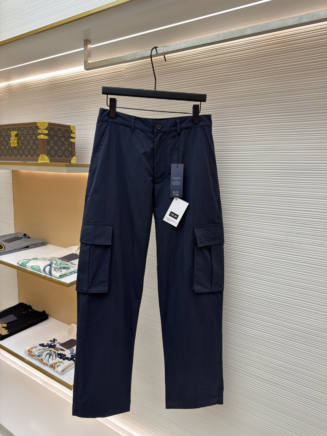 DIOR 迪奥 纯色刺绣工装裤 长裤 裤子 蓝色 B0 