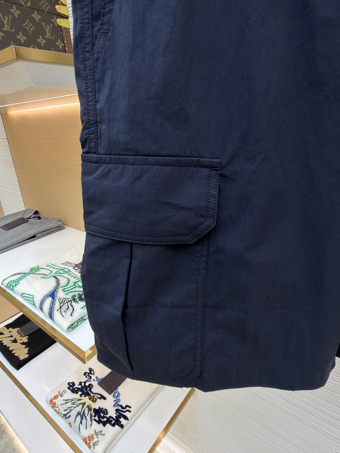 DIOR 迪奥 纯色刺绣工装裤 短裤 裤子 蓝色 A5 683C126A2031-C585