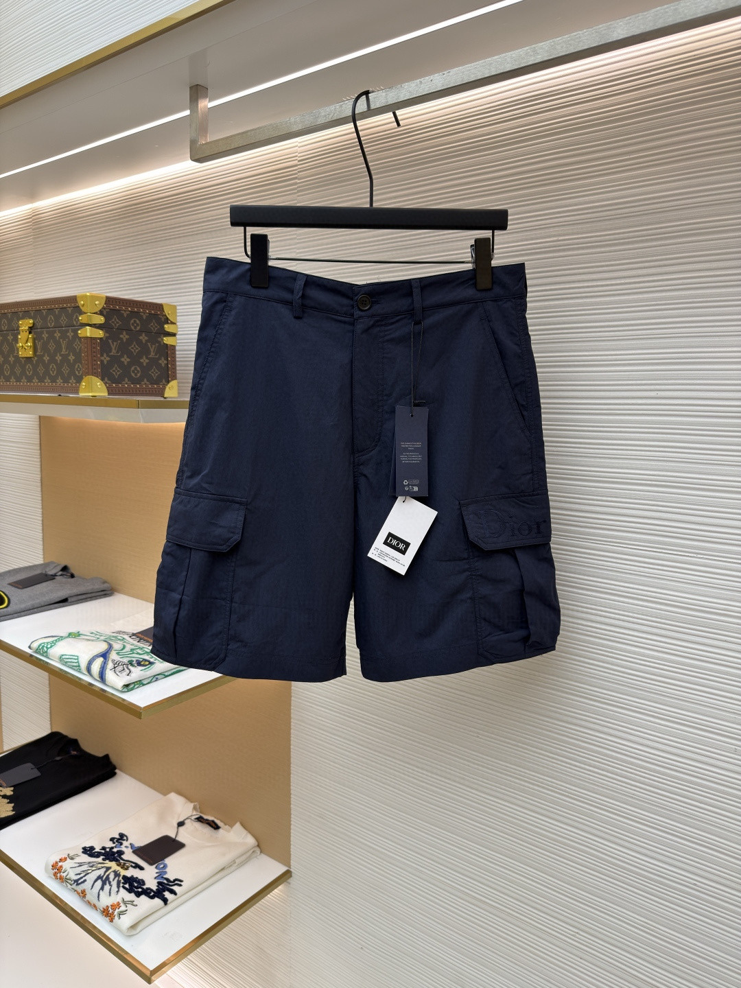 DIOR 迪奥 纯色刺绣工装裤 短裤 裤子 蓝色 A5 683C126A2031-C585