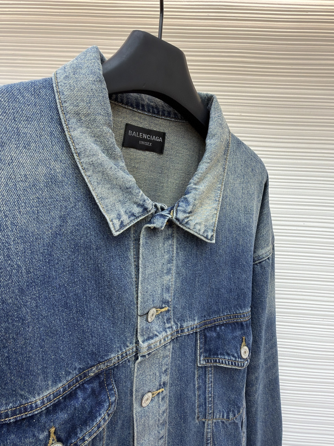 Balenciaga 巴黎世家 美纹纸牛仔外套 夹克 长袖 蓝色 B5 738738TRW62