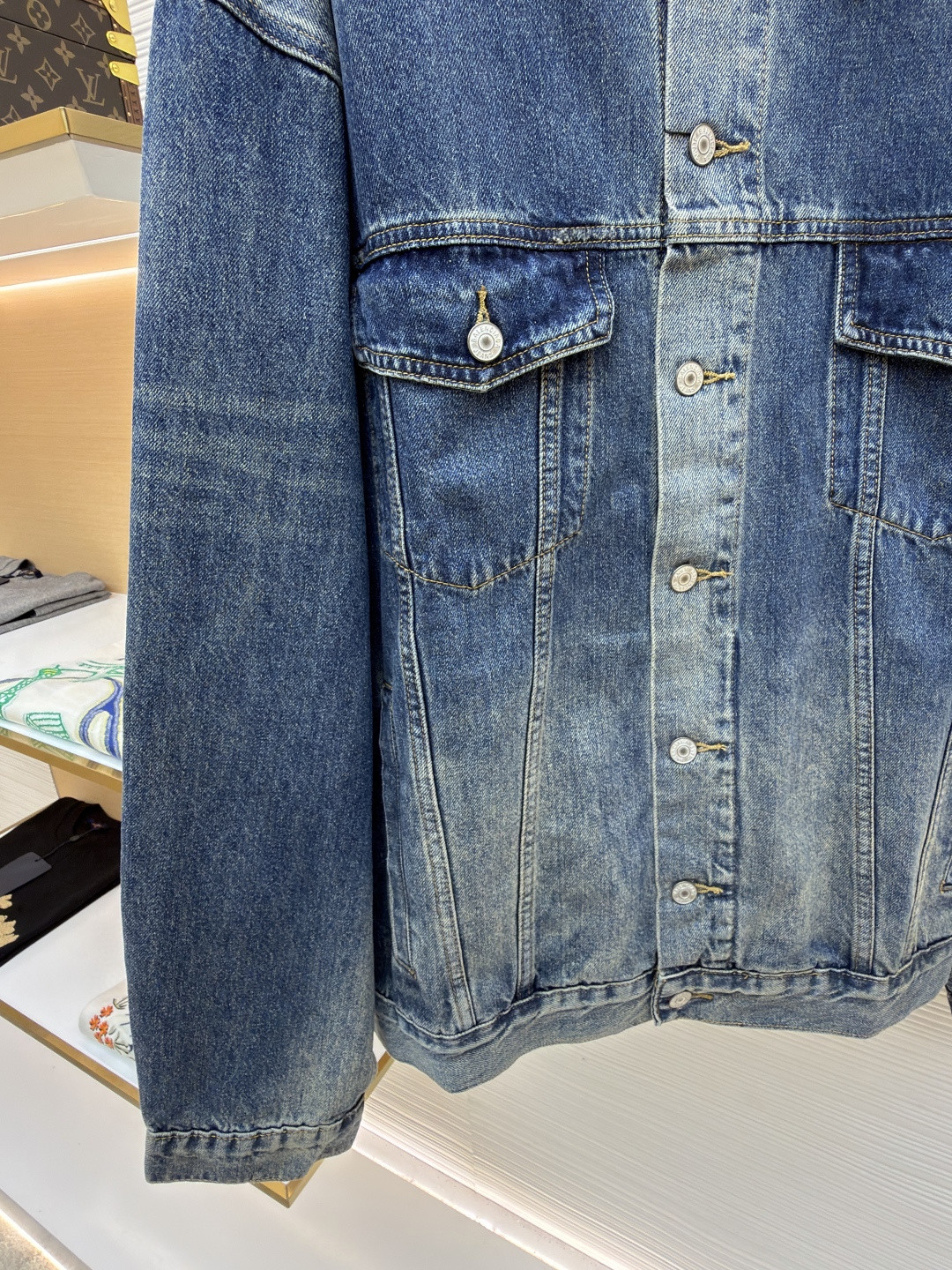 Balenciaga 巴黎世家 美纹纸牛仔外套 夹克 长袖 蓝色 B5 738738TRW62