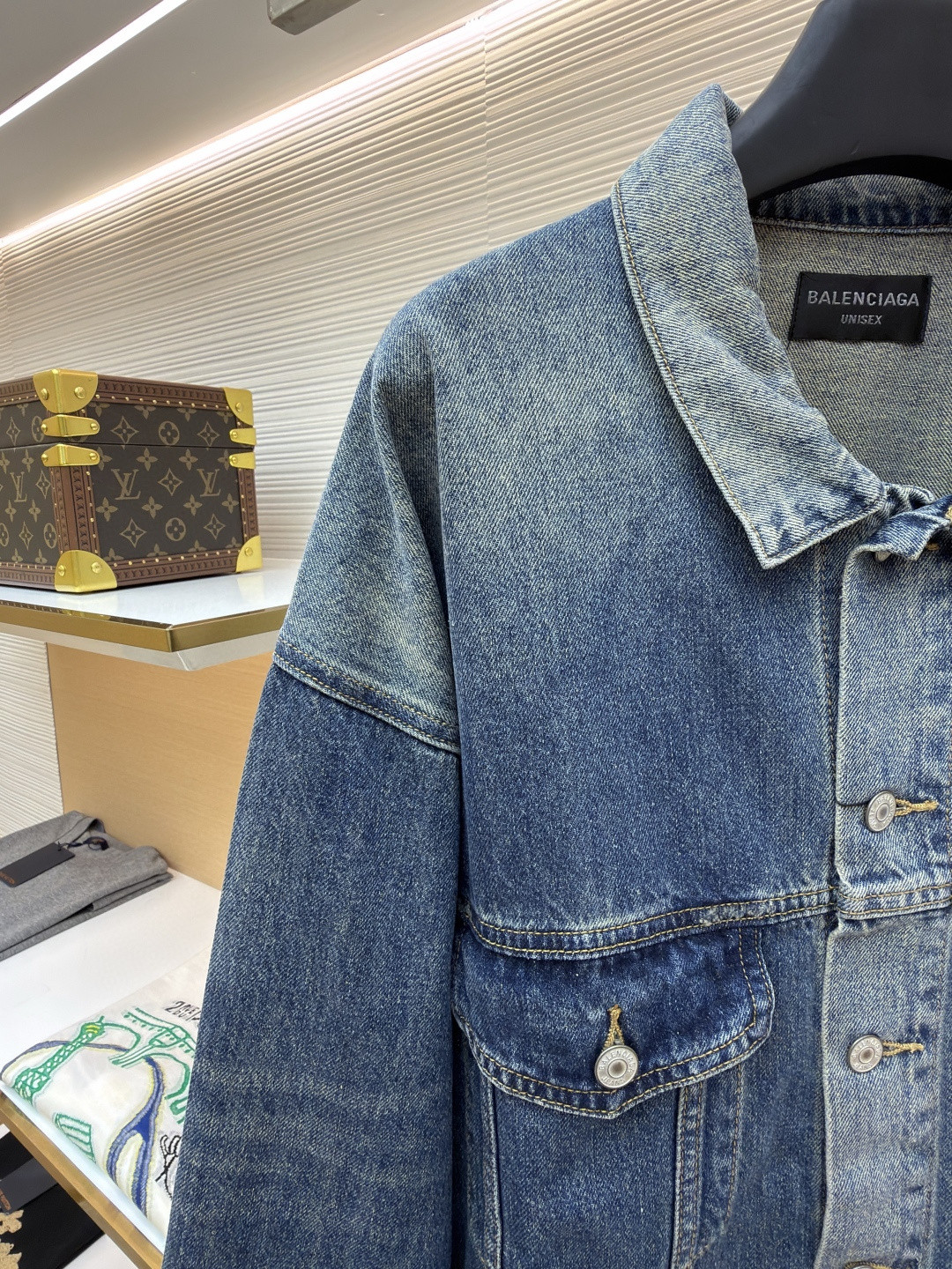 Balenciaga 巴黎世家 美纹纸牛仔外套 夹克 长袖 蓝色 B5 738738TRW62