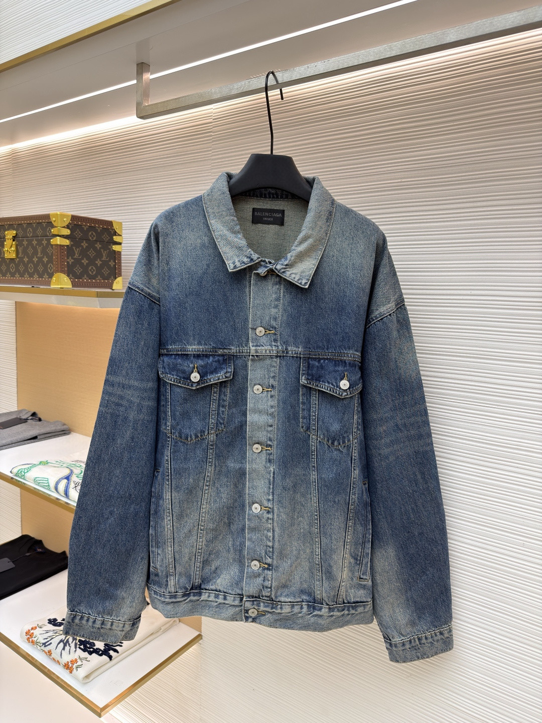 Balenciaga 巴黎世家 美纹纸牛仔外套 夹克 长袖 蓝色 B5 738738TRW62