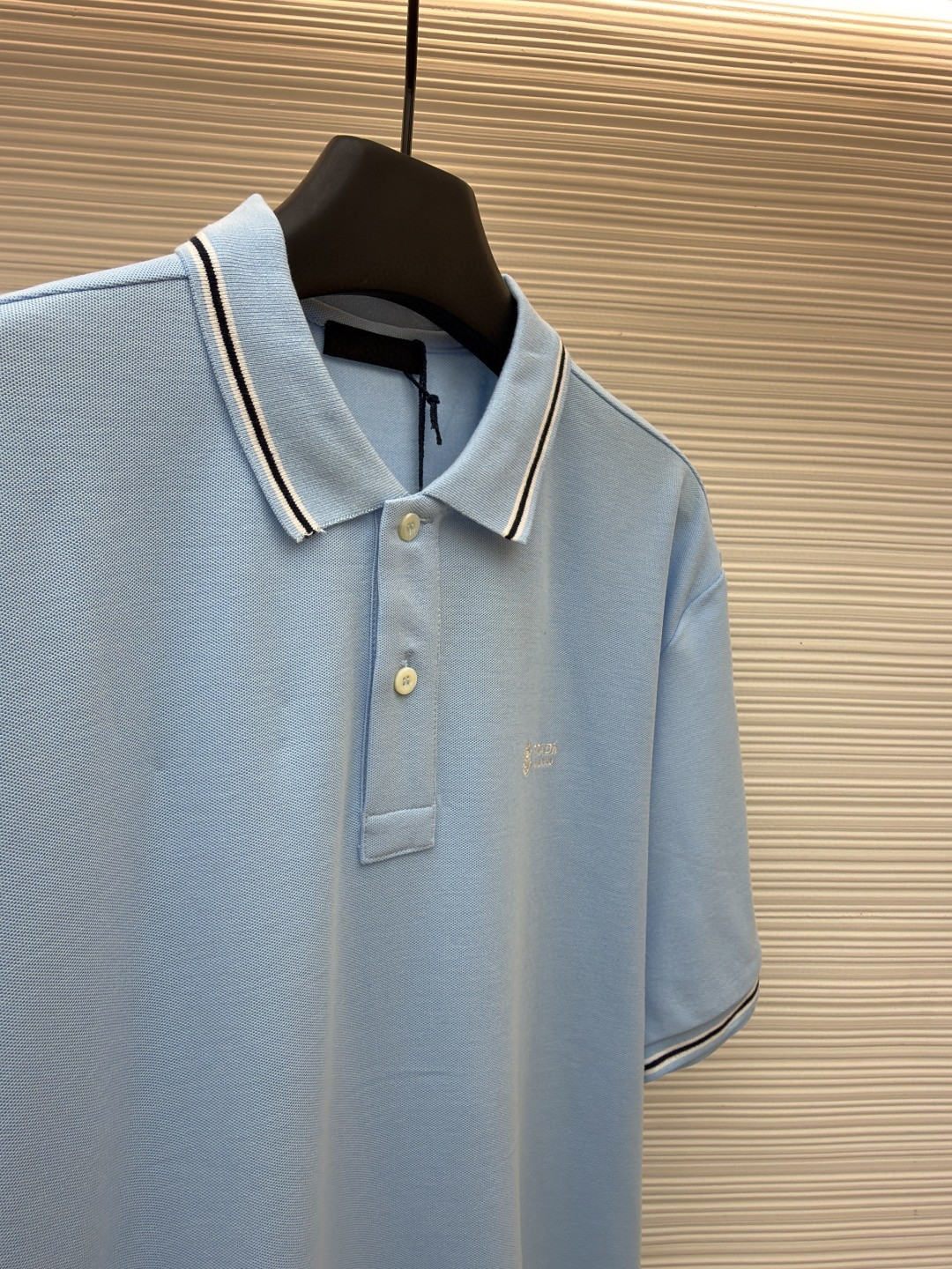 PRADA 普拉达 徽标刺绣抽绳Polo衫 短袖 T恤 深蓝色 浅蓝色 A0 UJN703-1YED-F0806-S-211