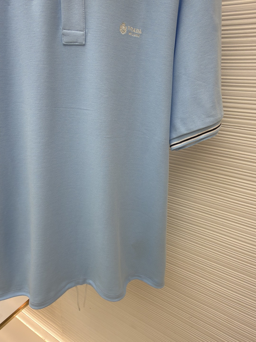 PRADA 普拉达 徽标刺绣抽绳Polo衫 短袖 T恤 深蓝色 浅蓝色 A0 UJN703-1YED-F0806-S-211