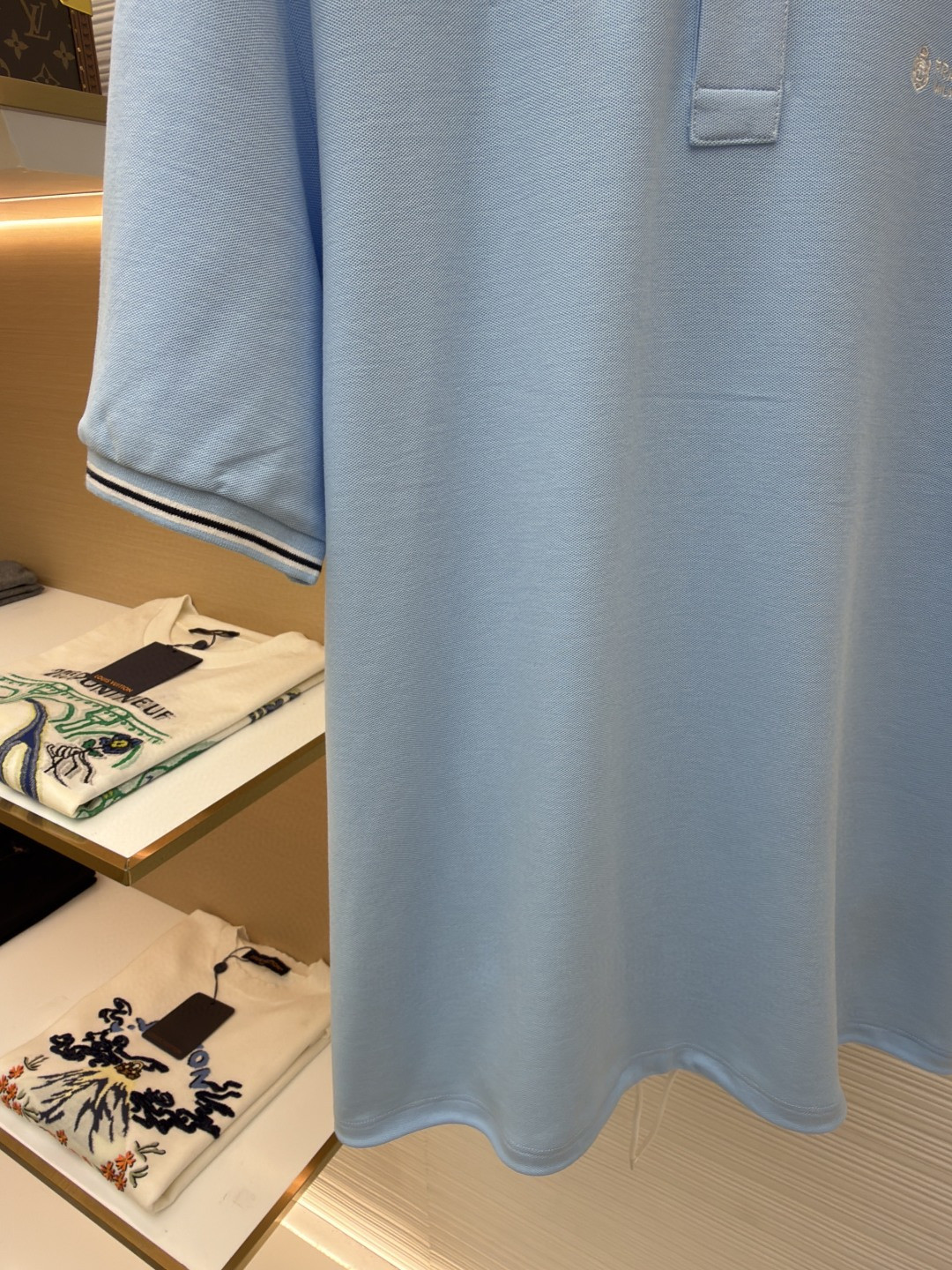 PRADA 普拉达 徽标刺绣抽绳Polo衫 短袖 T恤 深蓝色 浅蓝色 A0 UJN703-1YED-F0806-S-211