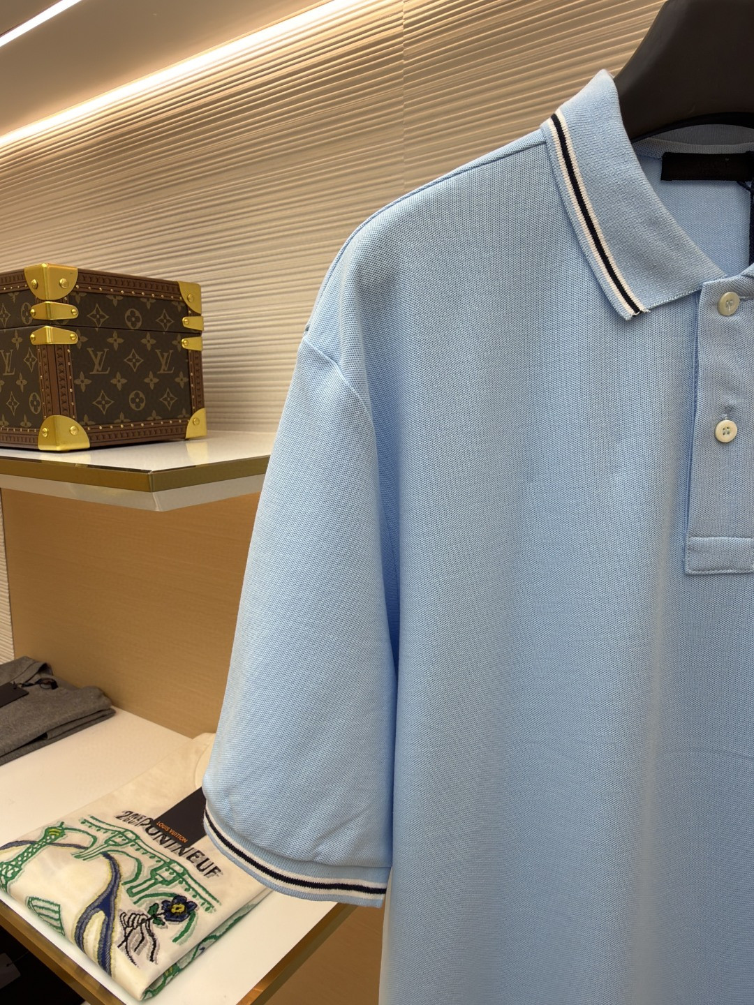 PRADA 普拉达 徽标刺绣抽绳Polo衫 短袖 T恤 深蓝色 浅蓝色 A0 UJN703-1YED-F0806-S-211