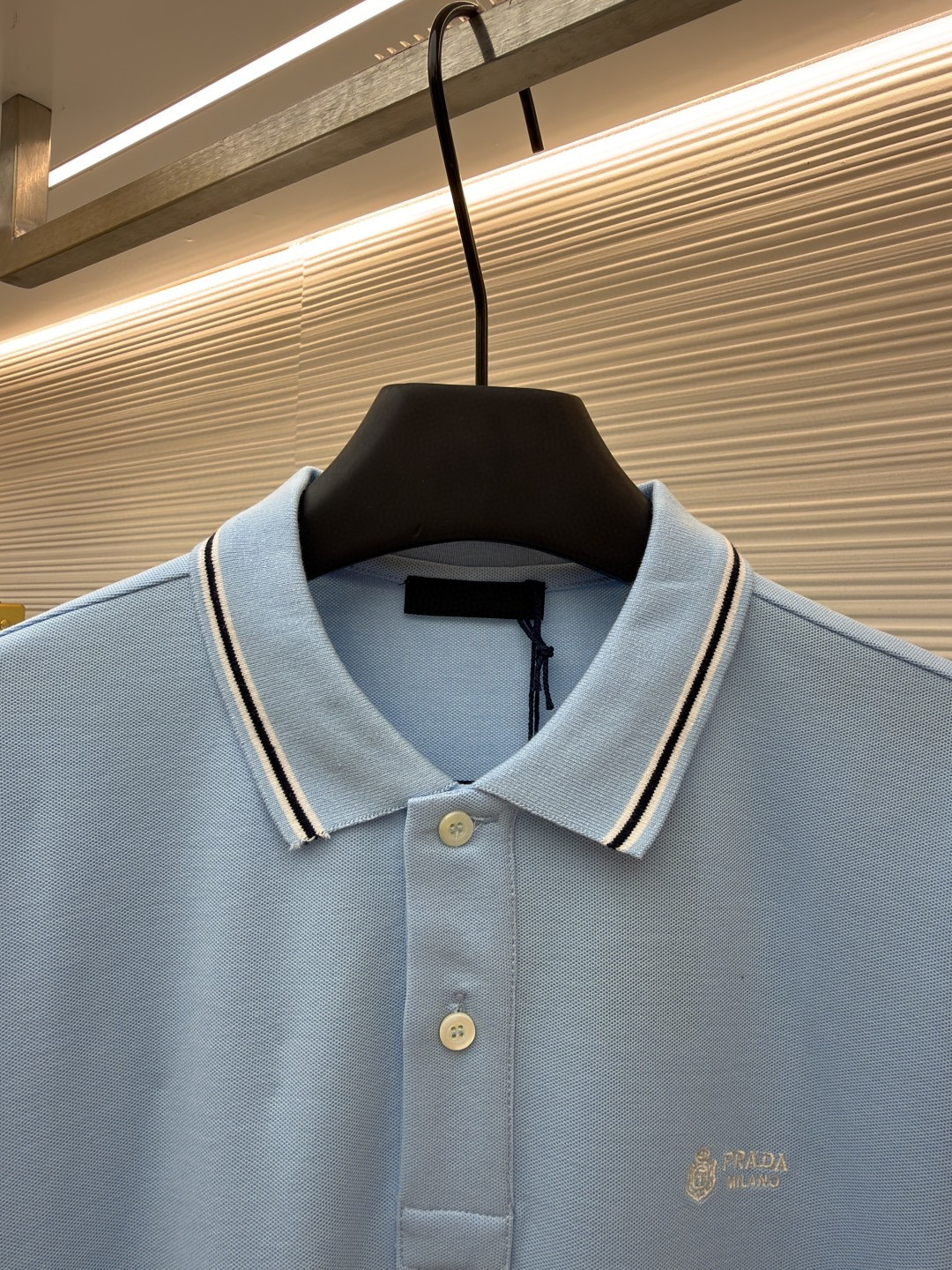 PRADA 普拉达 徽标刺绣抽绳Polo衫 短袖 T恤 深蓝色 浅蓝色 A0 UJN703-1YED-F0806-S-211