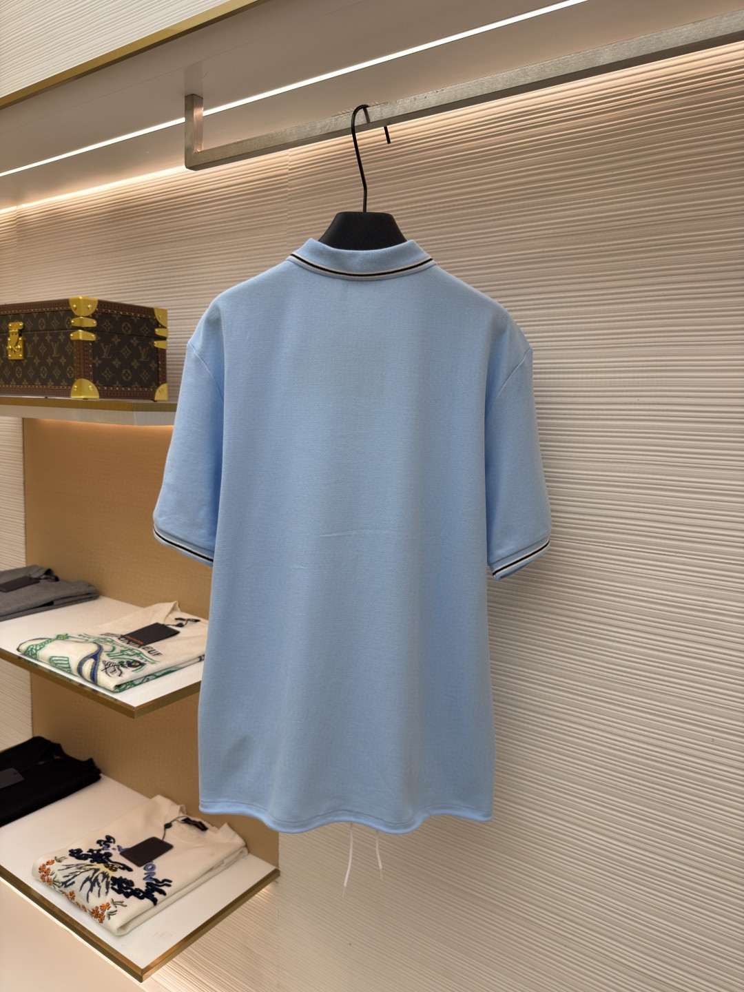 PRADA 普拉达 徽标刺绣抽绳Polo衫 短袖 T恤 深蓝色 浅蓝色 A0 UJN703-1YED-F0806-S-211