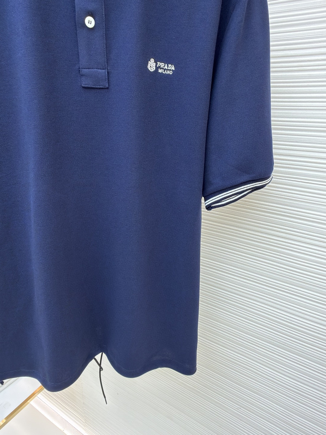 PRADA 普拉达 徽标刺绣抽绳Polo衫 短袖 T恤 深蓝色 浅蓝色 A0 UJN703-1YED-F0806-S-211