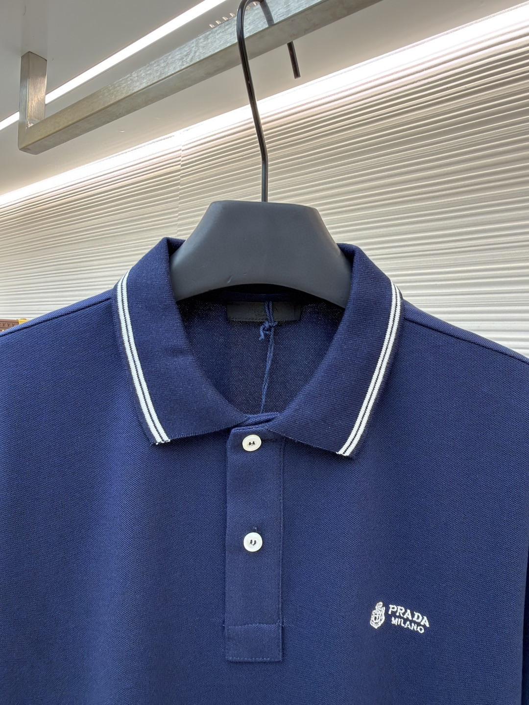 PRADA 普拉达 徽标刺绣抽绳Polo衫 短袖 T恤 深蓝色 浅蓝色 A0 UJN703-1YED-F0806-S-211