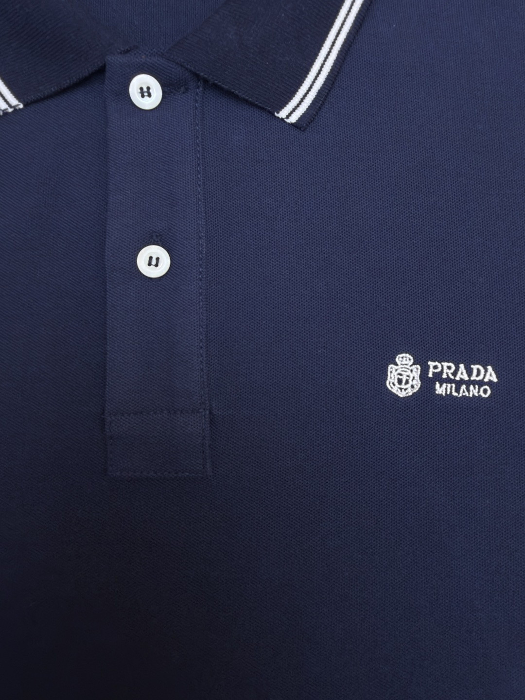 PRADA 普拉达 徽标刺绣抽绳Polo衫 短袖 T恤 深蓝色 浅蓝色 A0 UJN703-1YED-F0806-S-211