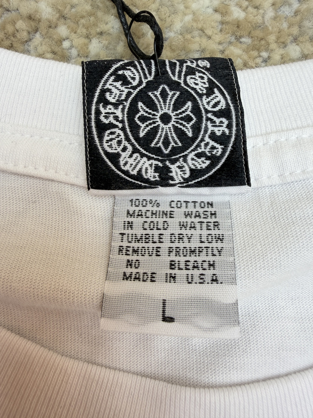 Chrome Hearts 克罗心 十字暗纹长袖卫衣 T恤 打底衫 套头 白色 A0 