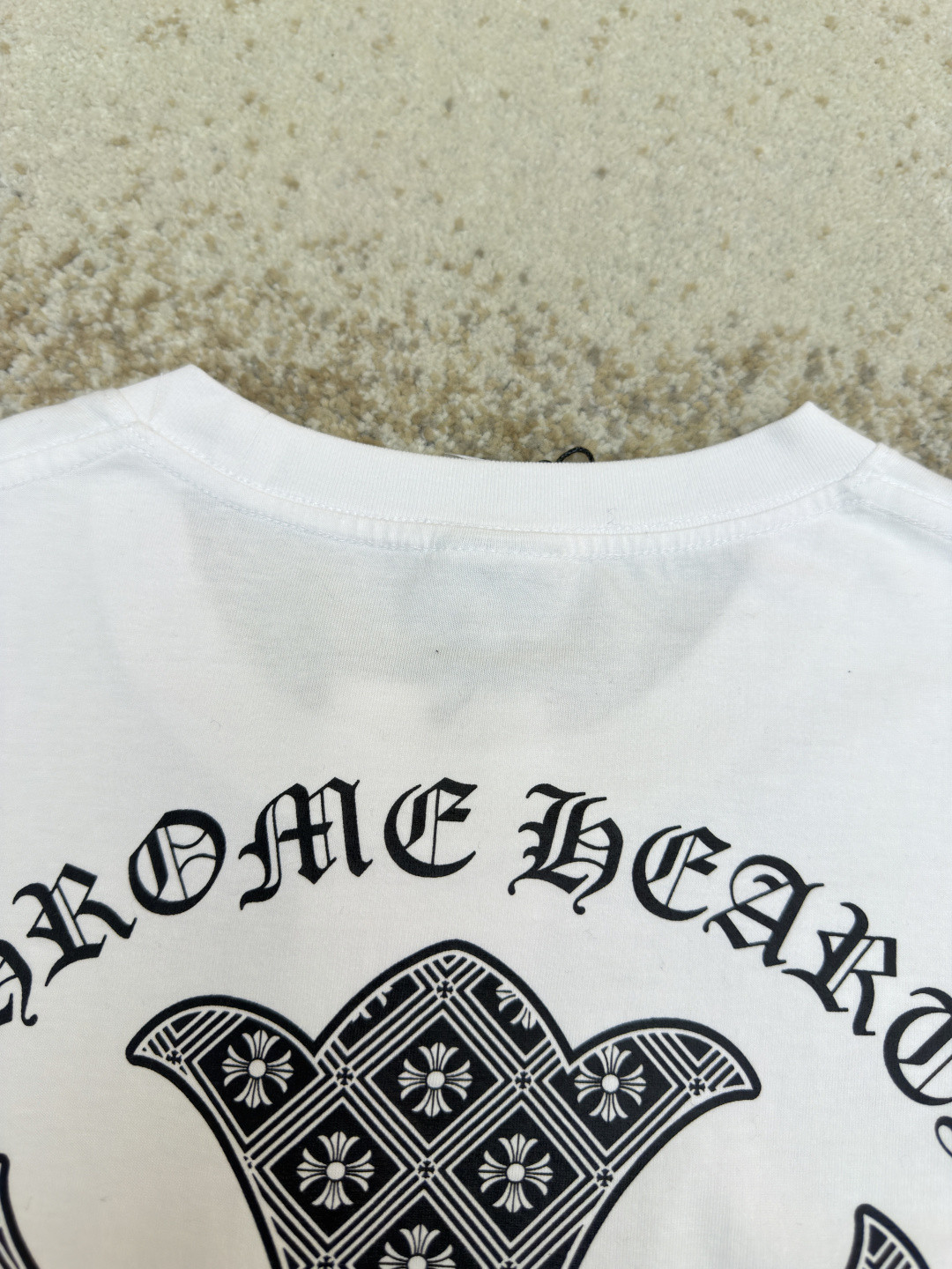 Chrome Hearts 克罗心 十字暗纹长袖卫衣 T恤 打底衫 套头 白色 A0 