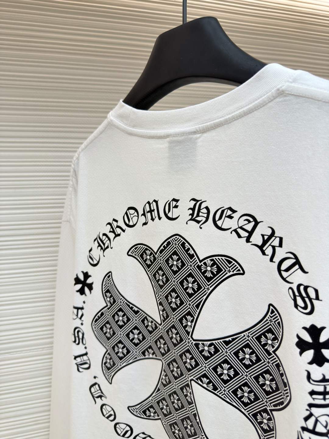 Chrome Hearts 克罗心 十字暗纹长袖卫衣 T恤 打底衫 套头 白色 A0 