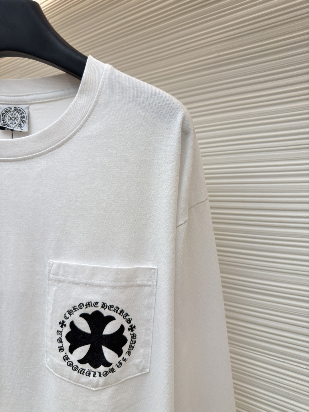 Chrome Hearts 克罗心 十字暗纹长袖卫衣 T恤 打底衫 套头 白色 A0 
