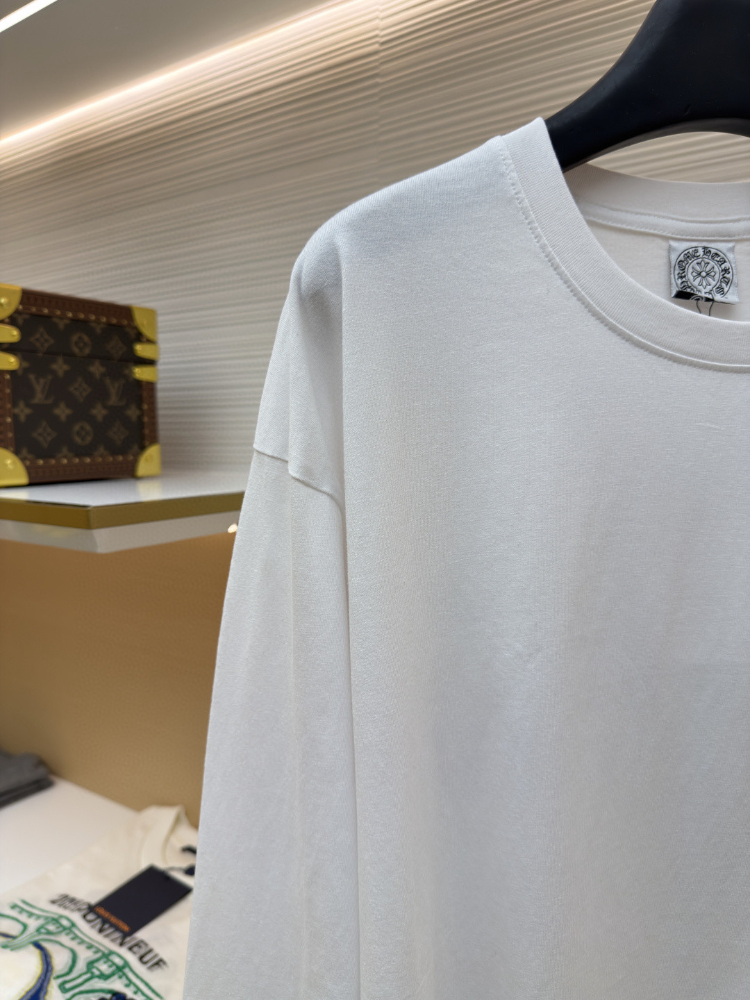 Chrome Hearts 克罗心 十字暗纹长袖卫衣 T恤 打底衫 套头 白色 A0 