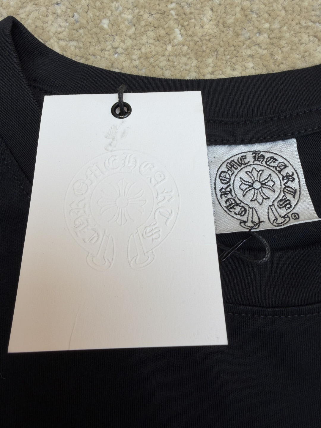 Chrome Hearts 克罗心 十字暗纹长袖卫衣 T恤 打底衫 套头 黑色 A0 