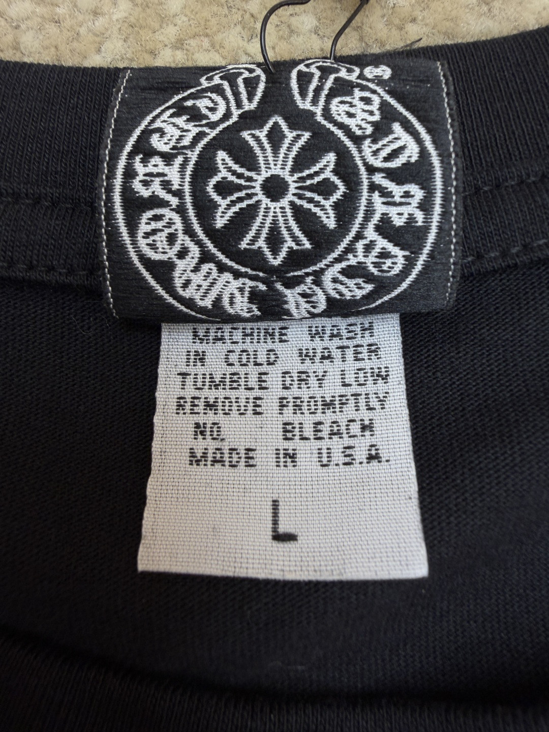 Chrome Hearts 克罗心 十字暗纹长袖卫衣 T恤 打底衫 套头 黑色 A0 