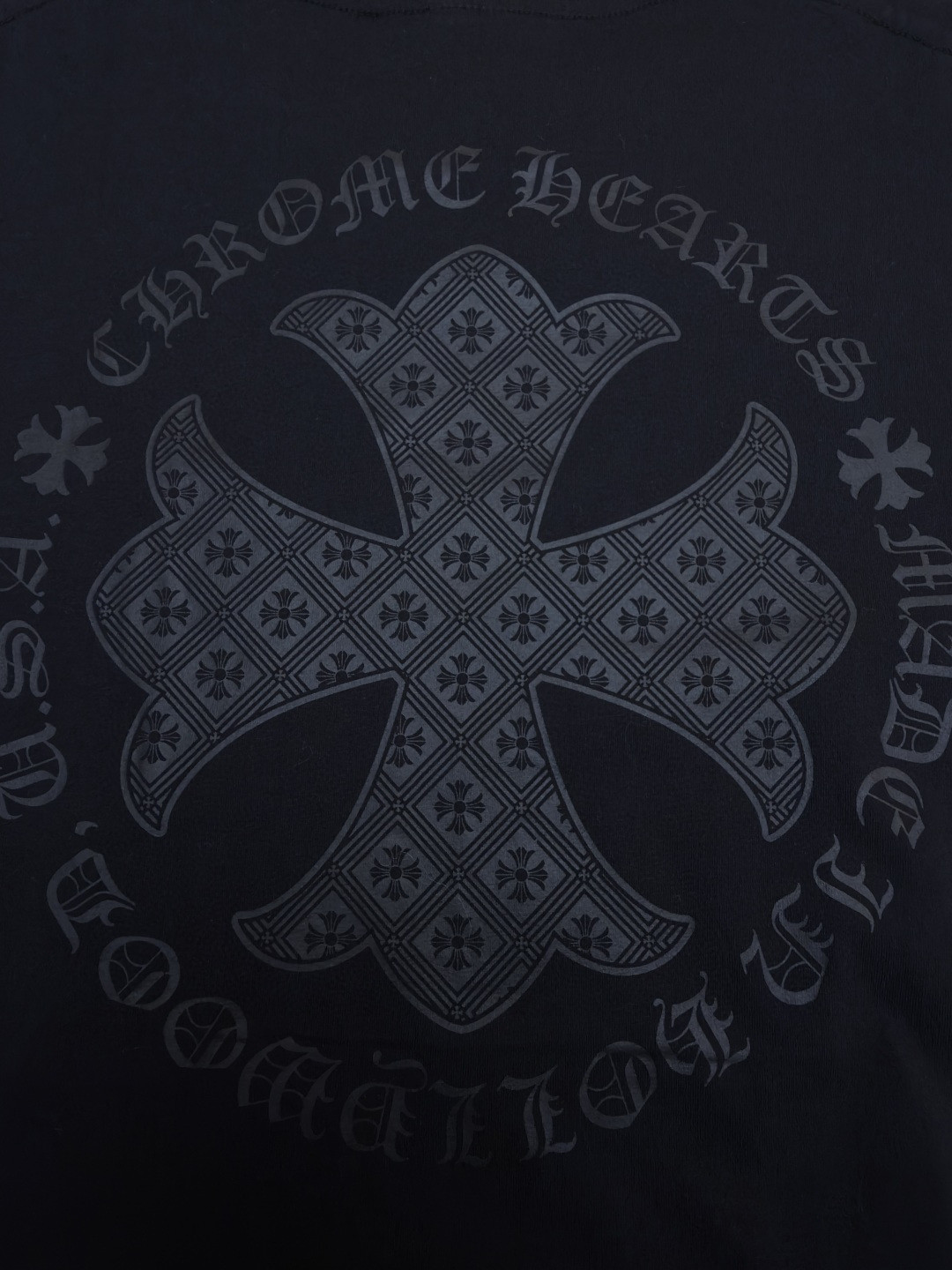 Chrome Hearts 克罗心 十字暗纹长袖卫衣 T恤 打底衫 套头 黑色 A0 
