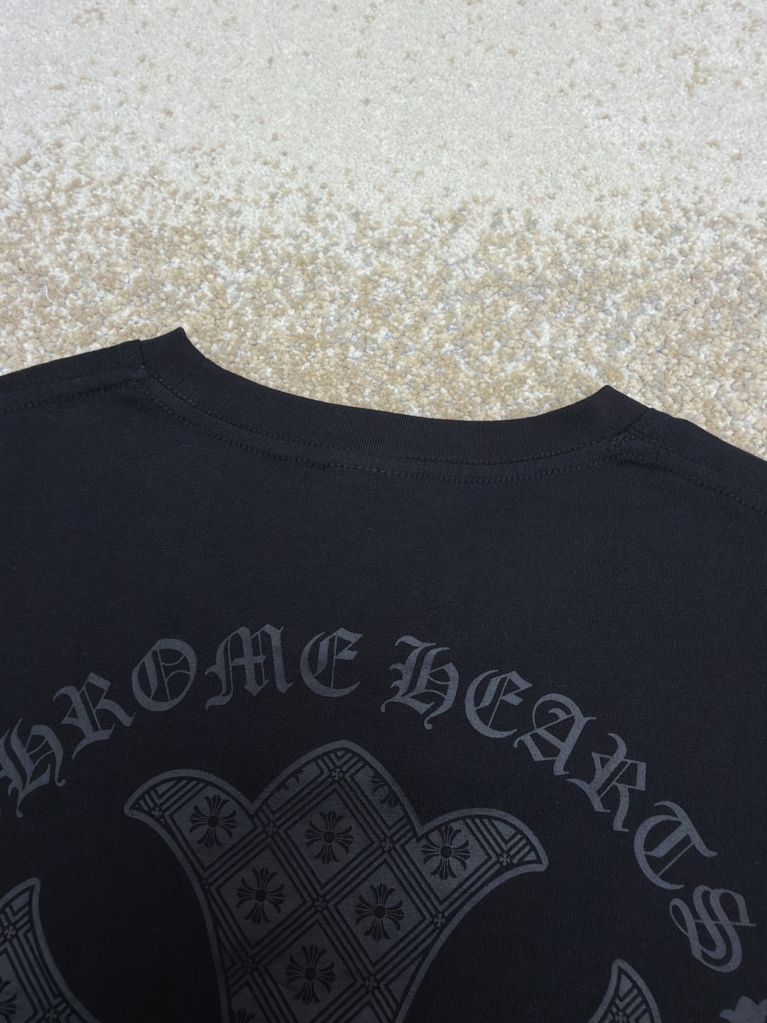 Chrome Hearts 克罗心 十字暗纹长袖卫衣 T恤 打底衫 套头 黑色 A0 