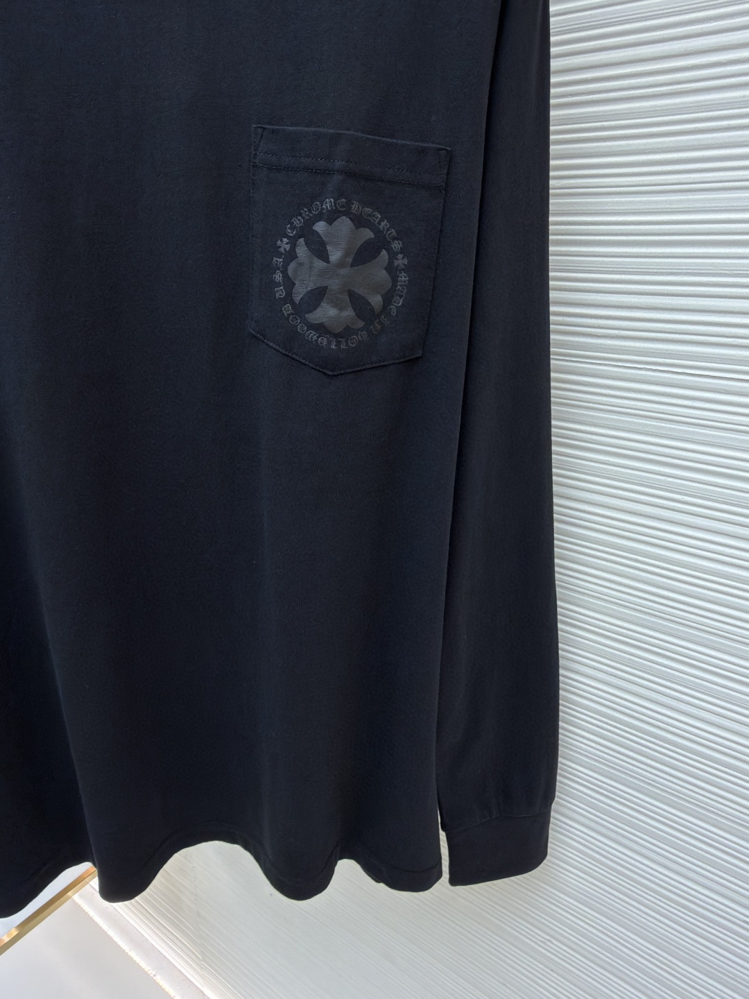Chrome Hearts 克罗心 十字暗纹长袖卫衣 T恤 打底衫 套头 黑色 A0 
