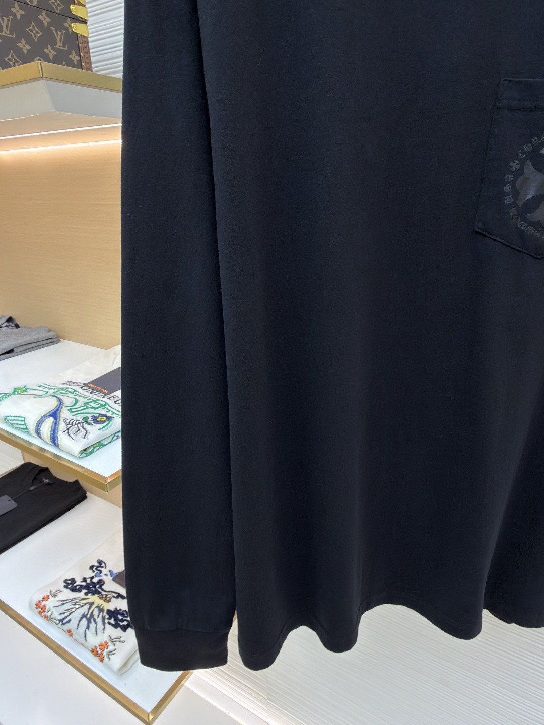 Chrome Hearts 克罗心 十字暗纹长袖卫衣 T恤 打底衫 套头 黑色 A0 