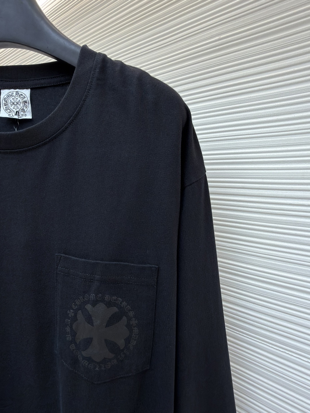Chrome Hearts 克罗心 十字暗纹长袖卫衣 T恤 打底衫 套头 黑色 A0 