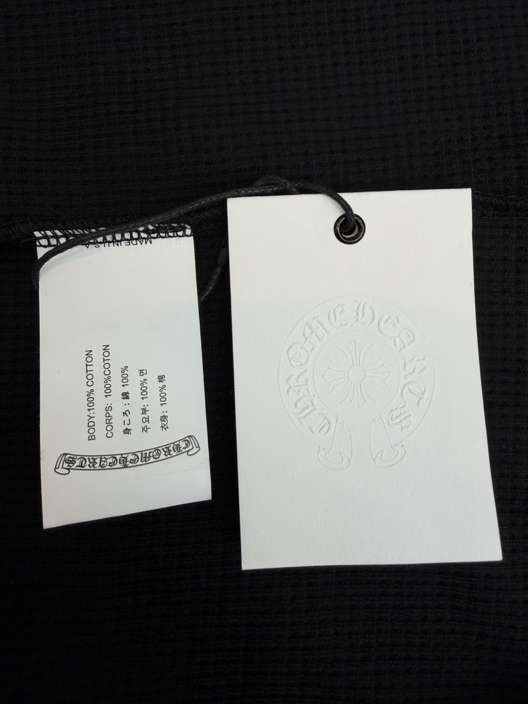 Chrome Hearts 克罗心 十字花暗纹华夫格长袖卫衣 T恤 套头 黑色 A5