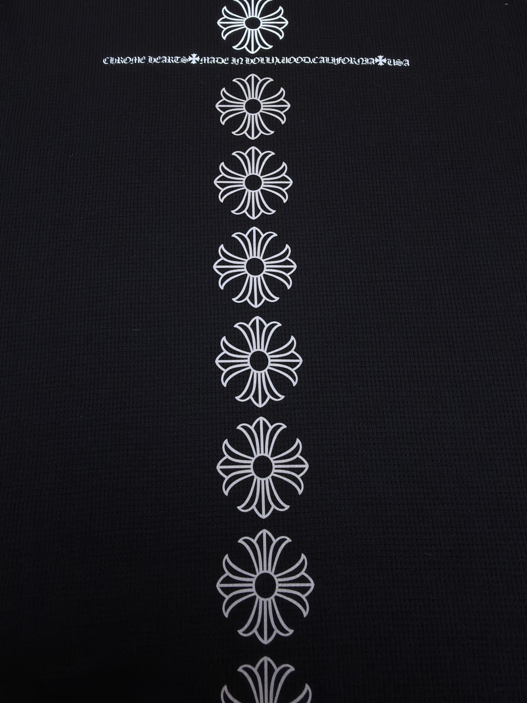 Chrome Hearts 克罗心 十字花暗纹华夫格长袖卫衣 T恤 套头 黑色 A5