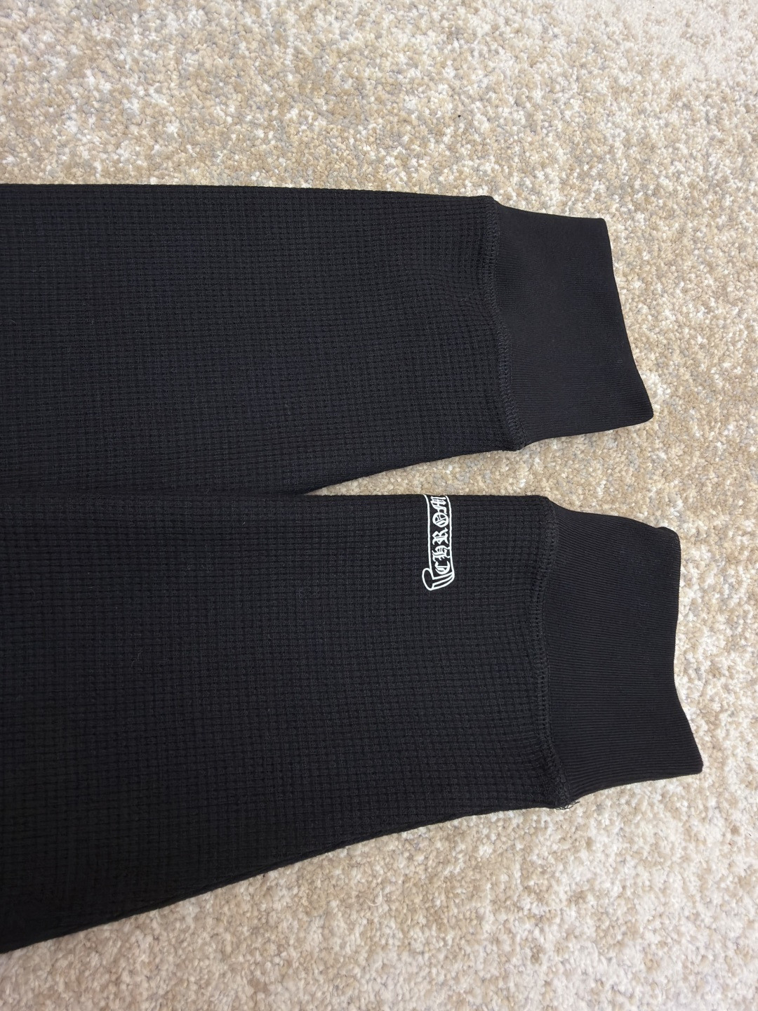 Chrome Hearts 克罗心 十字花暗纹华夫格长袖卫衣 T恤 套头 黑色 A5