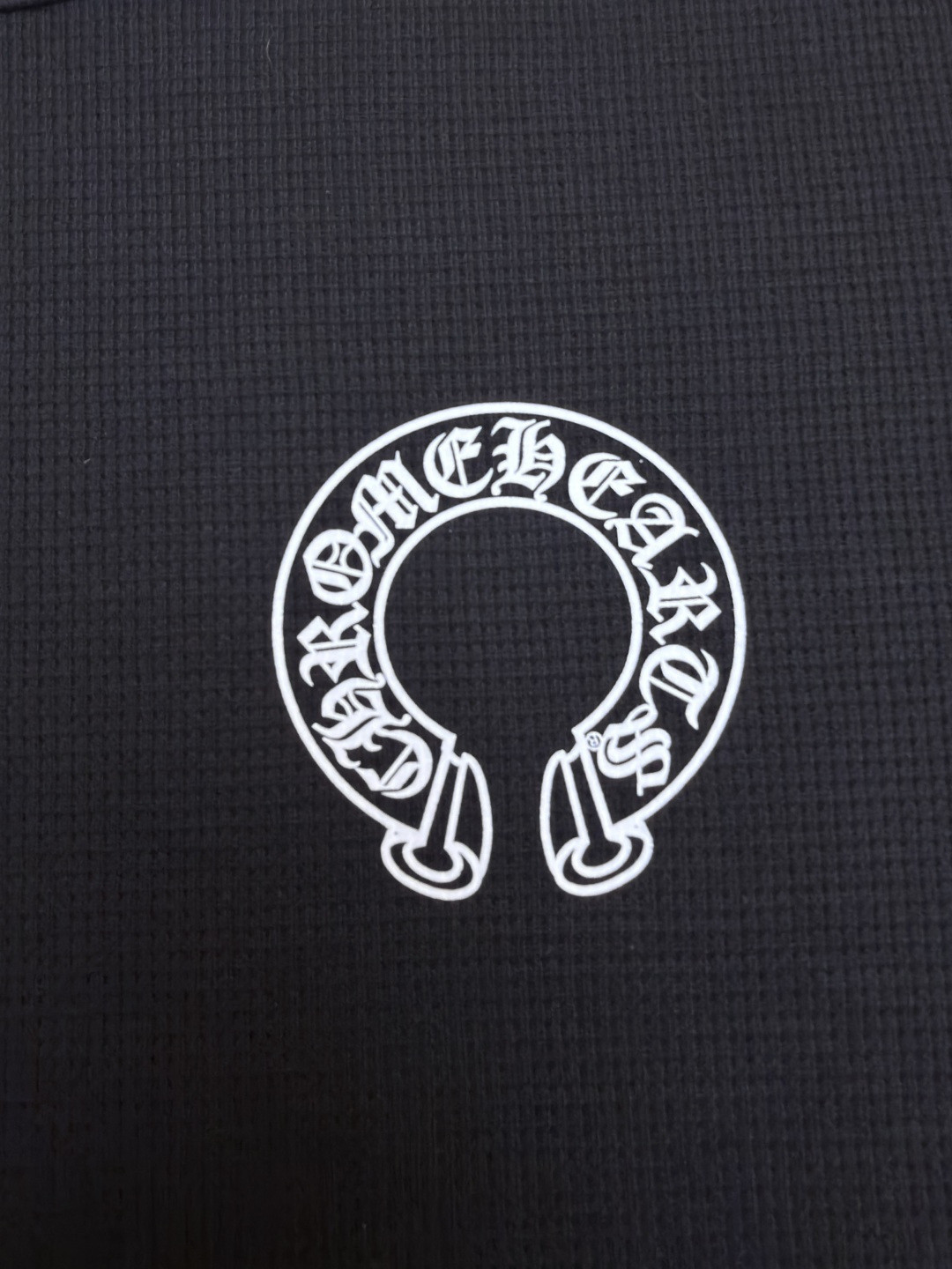 Chrome Hearts 克罗心 十字花暗纹华夫格长袖卫衣 T恤 套头 黑色 A5