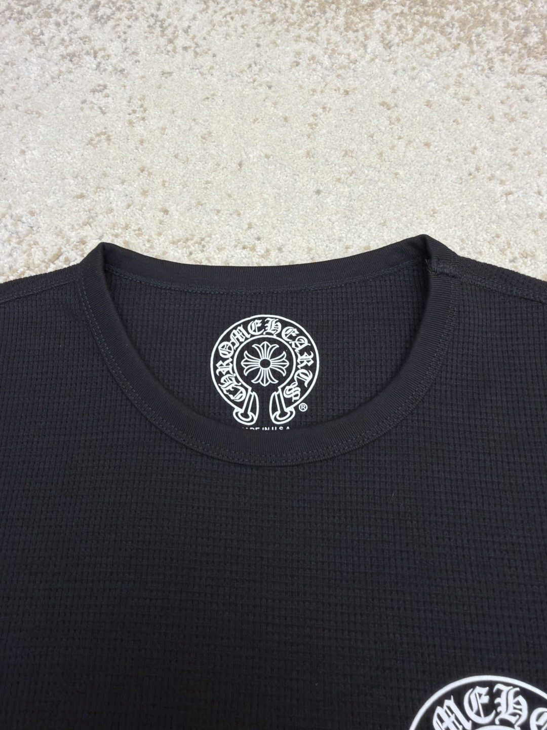 Chrome Hearts 克罗心 十字花暗纹华夫格长袖卫衣 T恤 套头 黑色 A5