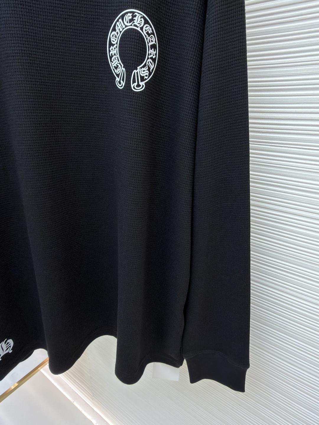 Chrome Hearts 克罗心 十字花暗纹华夫格长袖卫衣 T恤 套头 黑色 A5
