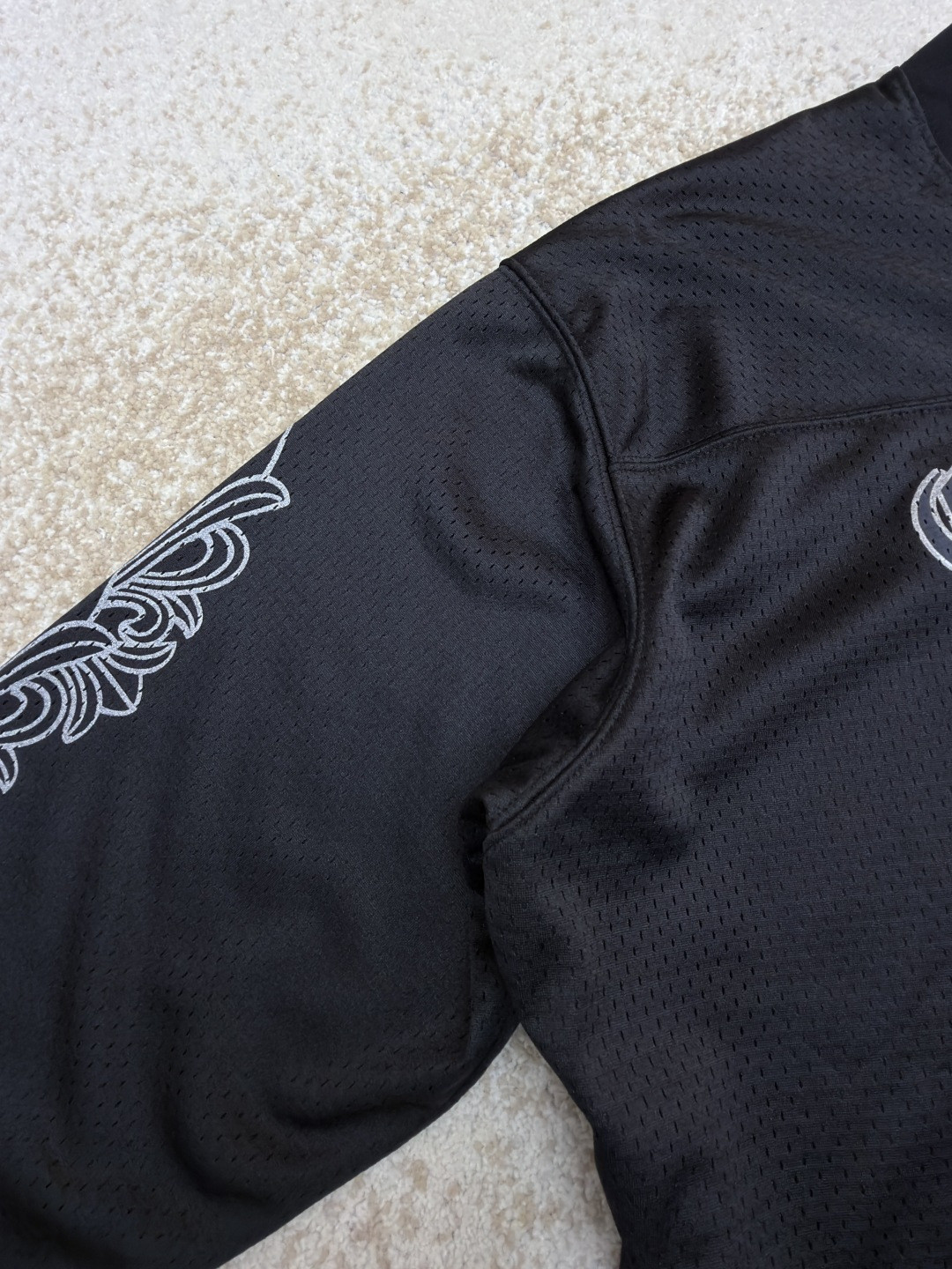 Chrome Hearts 克罗心 冰球服字母印花网眼长袖 T恤 黑色 A0 CH-196637