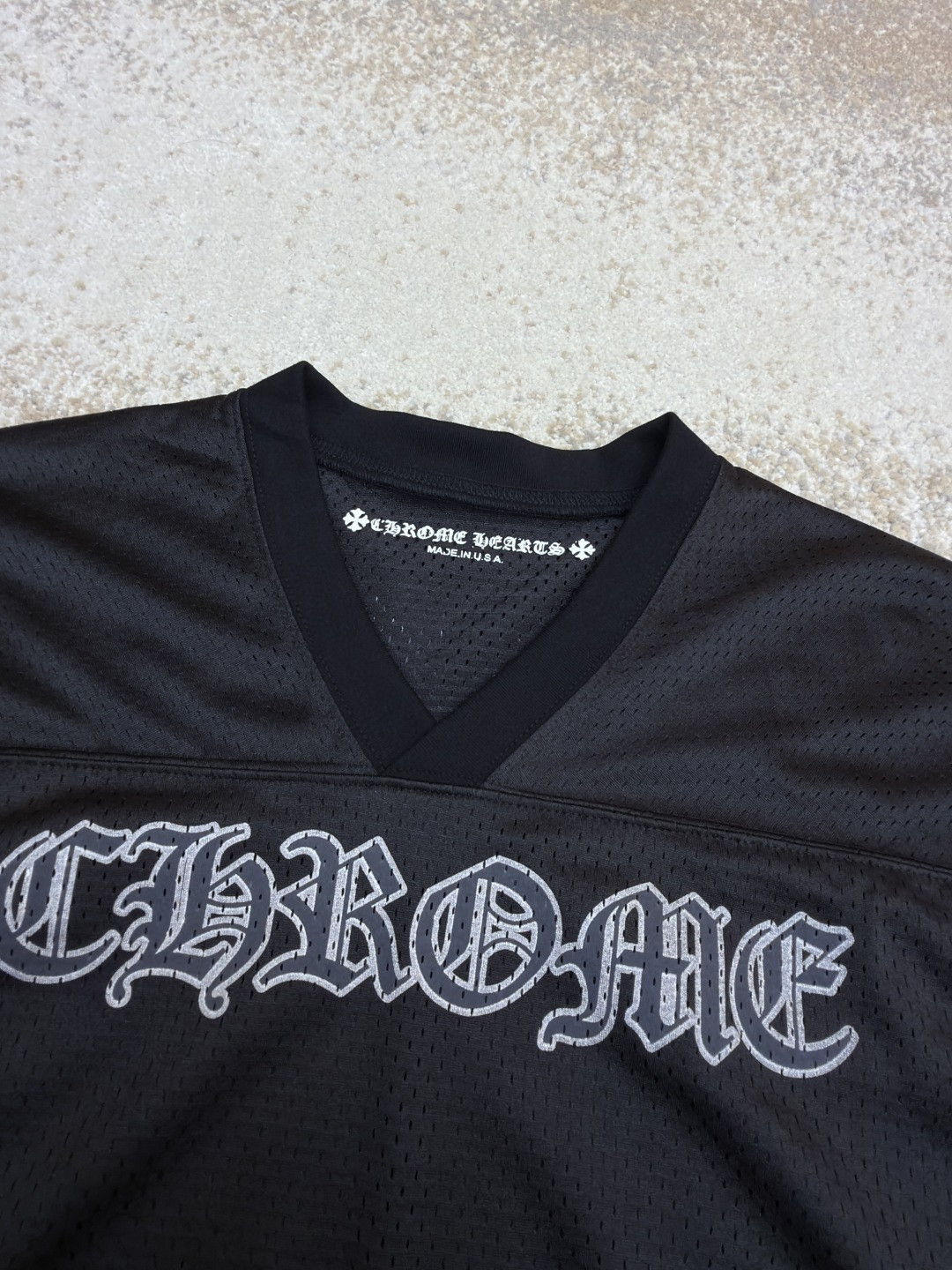 Chrome Hearts 克罗心 冰球服字母印花网眼长袖 T恤 黑色 A0 CH-196637