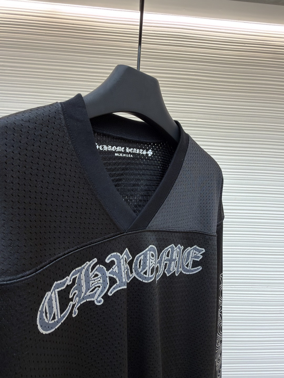 Chrome Hearts 克罗心 冰球服字母印花网眼长袖 T恤 黑色 A0 CH-196637