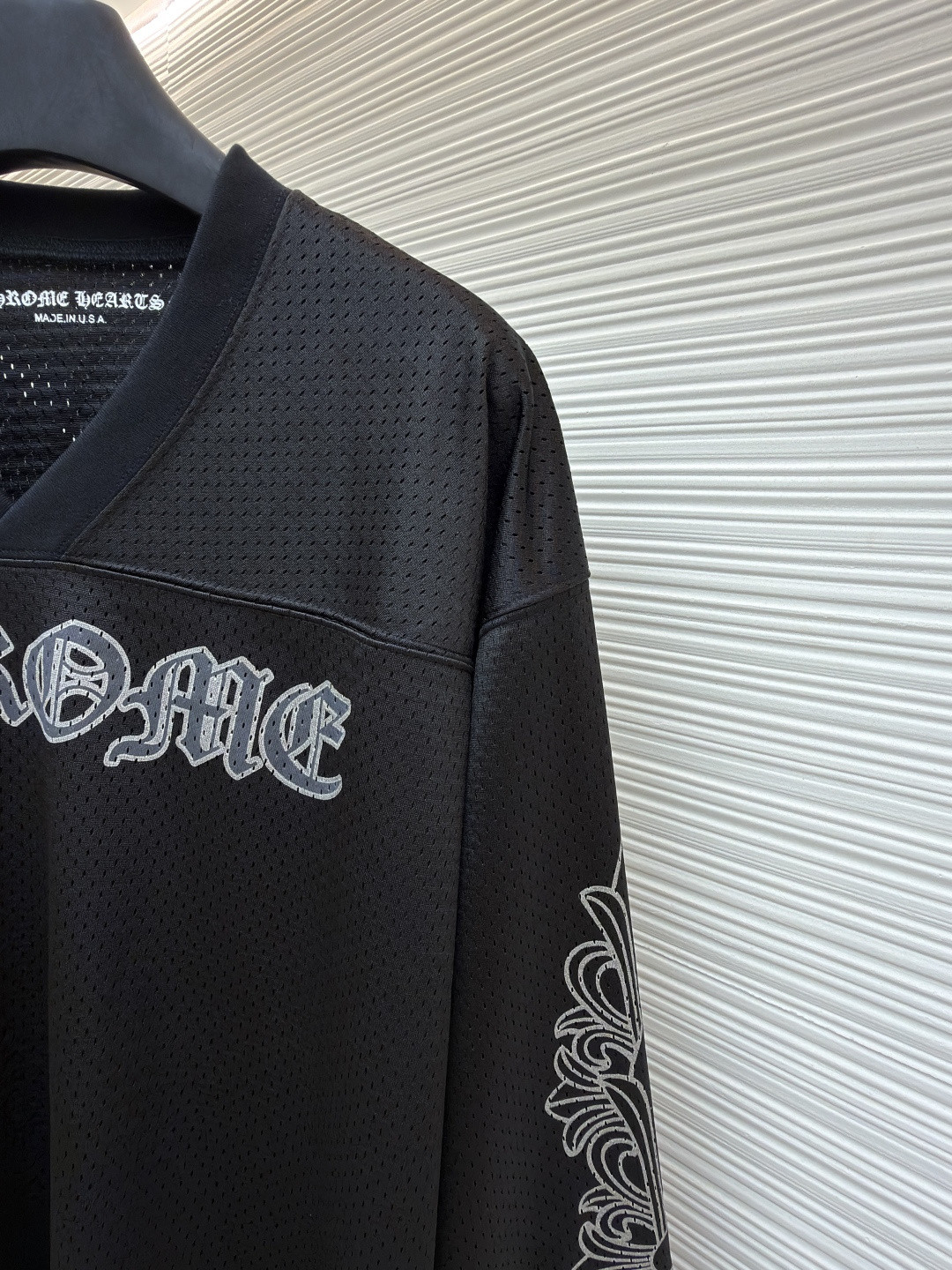 Chrome Hearts 克罗心 冰球服字母印花网眼长袖 T恤 黑色 A0 CH-196637