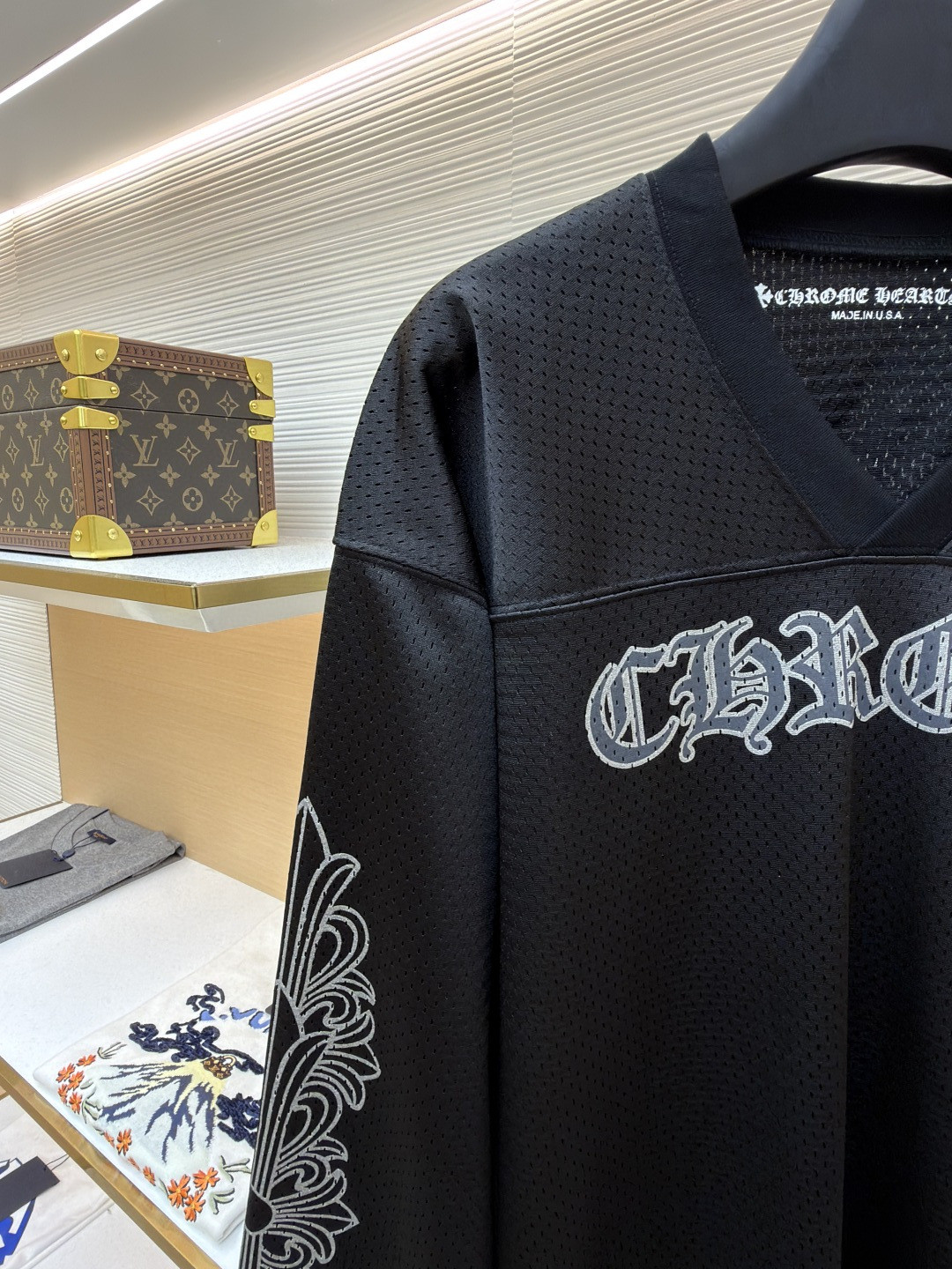 Chrome Hearts 克罗心 冰球服字母印花网眼长袖 T恤 黑色 A0 CH-196637