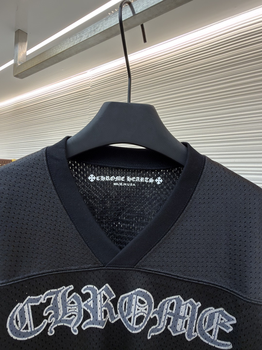 Chrome Hearts 克罗心 冰球服字母印花网眼长袖 T恤 黑色 A0 CH-196637