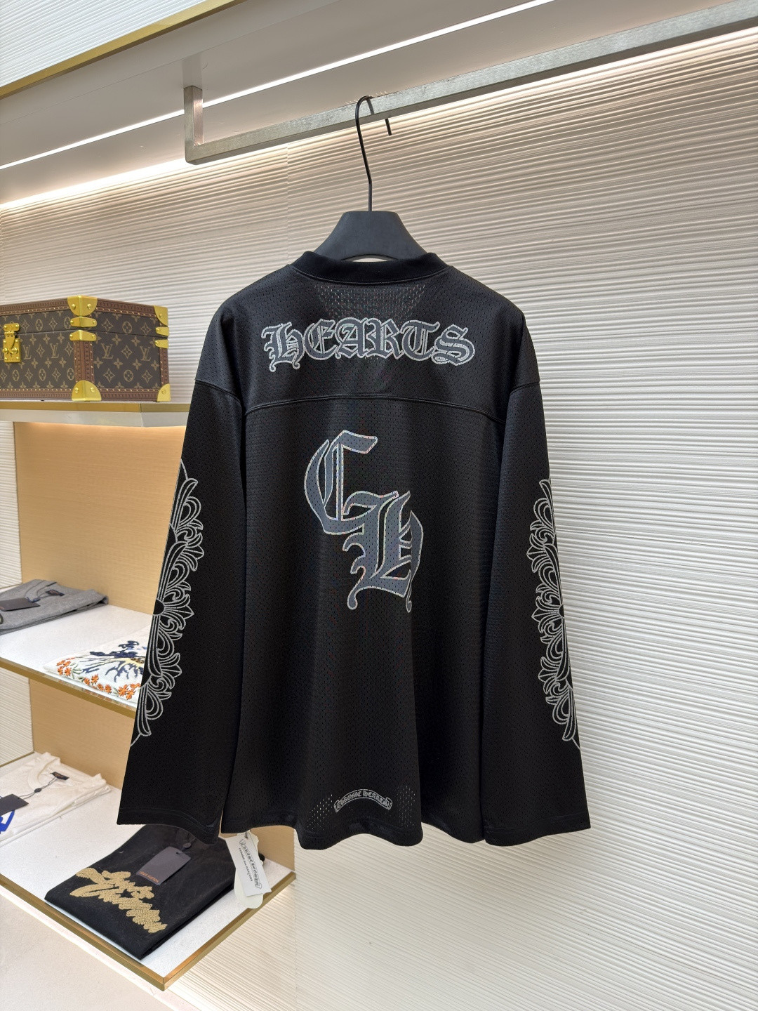 Chrome Hearts 克罗心 冰球服字母印花网眼长袖 T恤 黑色 A0 CH-196637