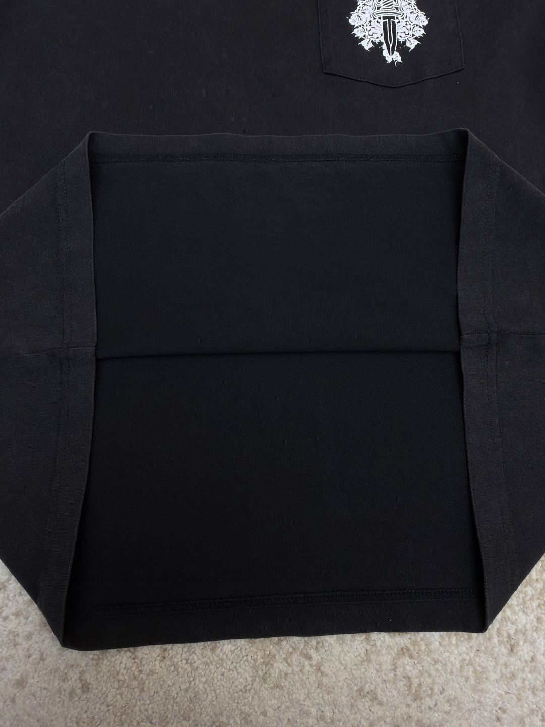 Chrome Hearts 克罗心 十字架马蹄藤蔓宝剑水洗长袖卫衣 T恤 打底衫 套头 黑色 A0 