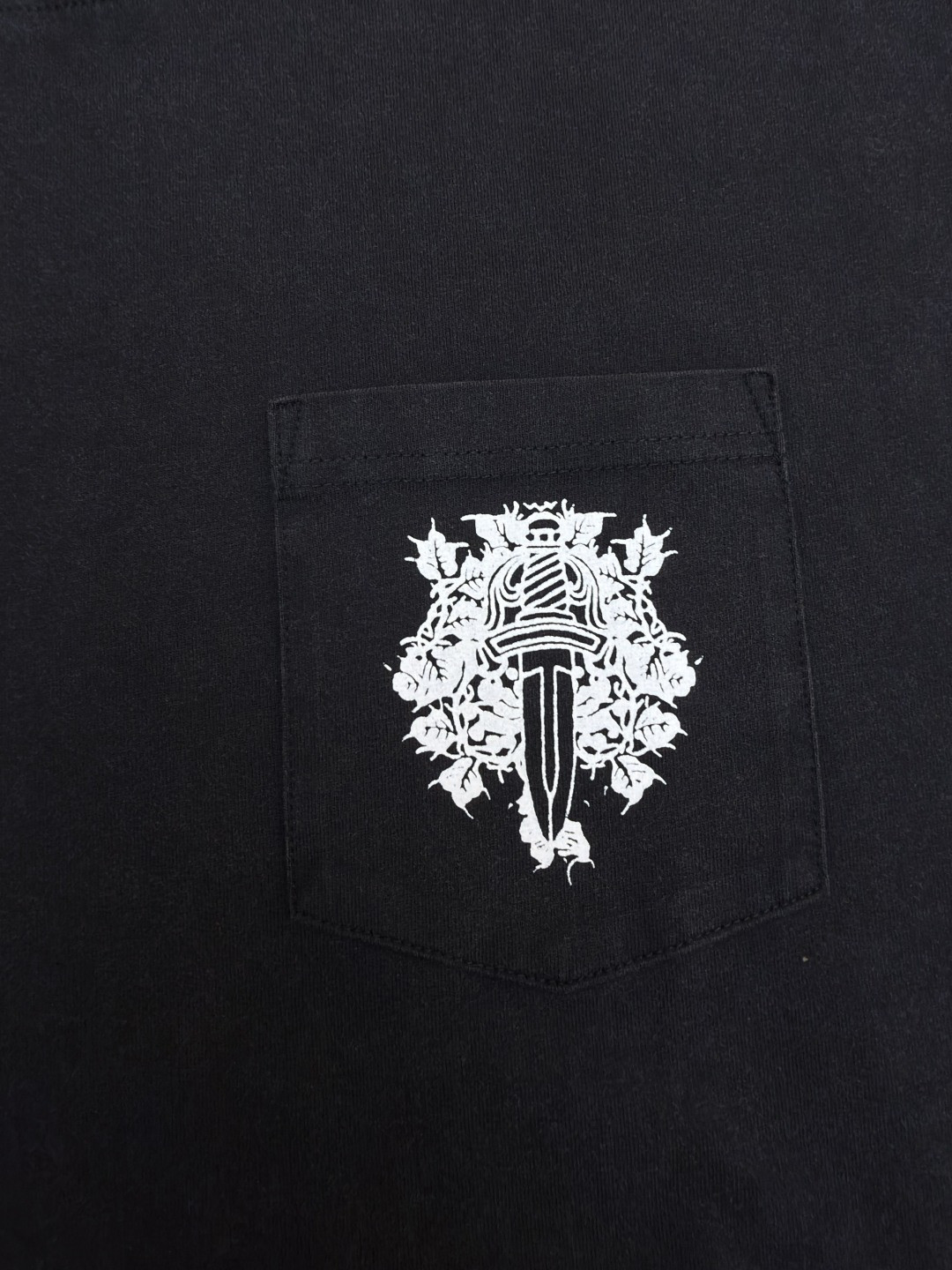 Chrome Hearts 克罗心 十字架马蹄藤蔓宝剑水洗长袖卫衣 T恤 打底衫 套头 黑色 A0 