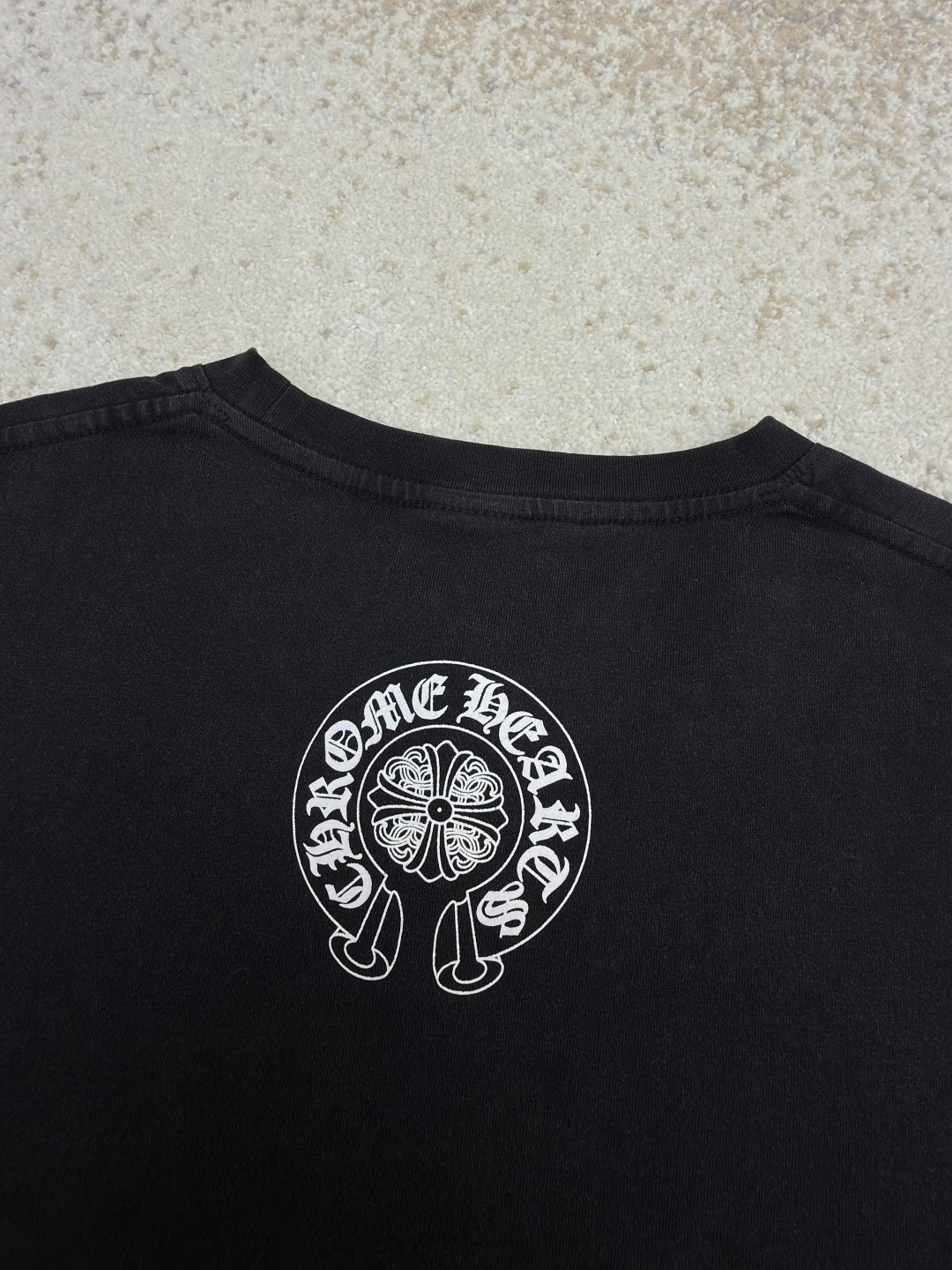 Chrome Hearts 克罗心 十字架马蹄藤蔓宝剑水洗长袖卫衣 T恤 打底衫 套头 黑色 A0 