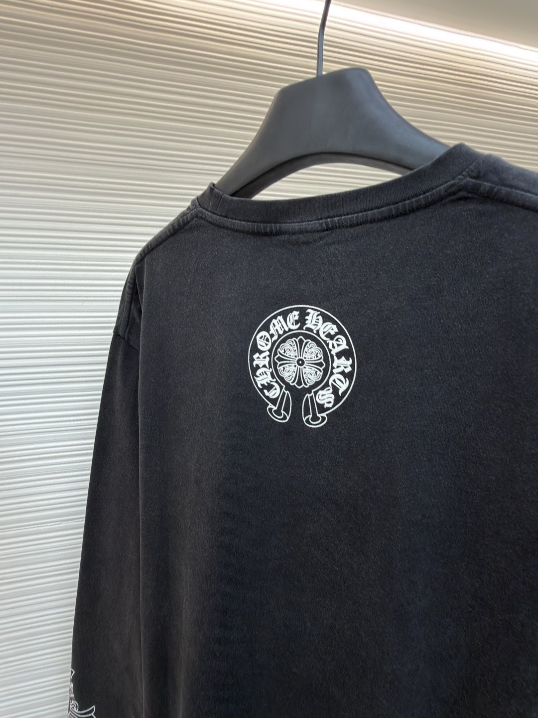 Chrome Hearts 克罗心 十字架马蹄藤蔓宝剑水洗长袖卫衣 T恤 打底衫 套头 黑色 A0 