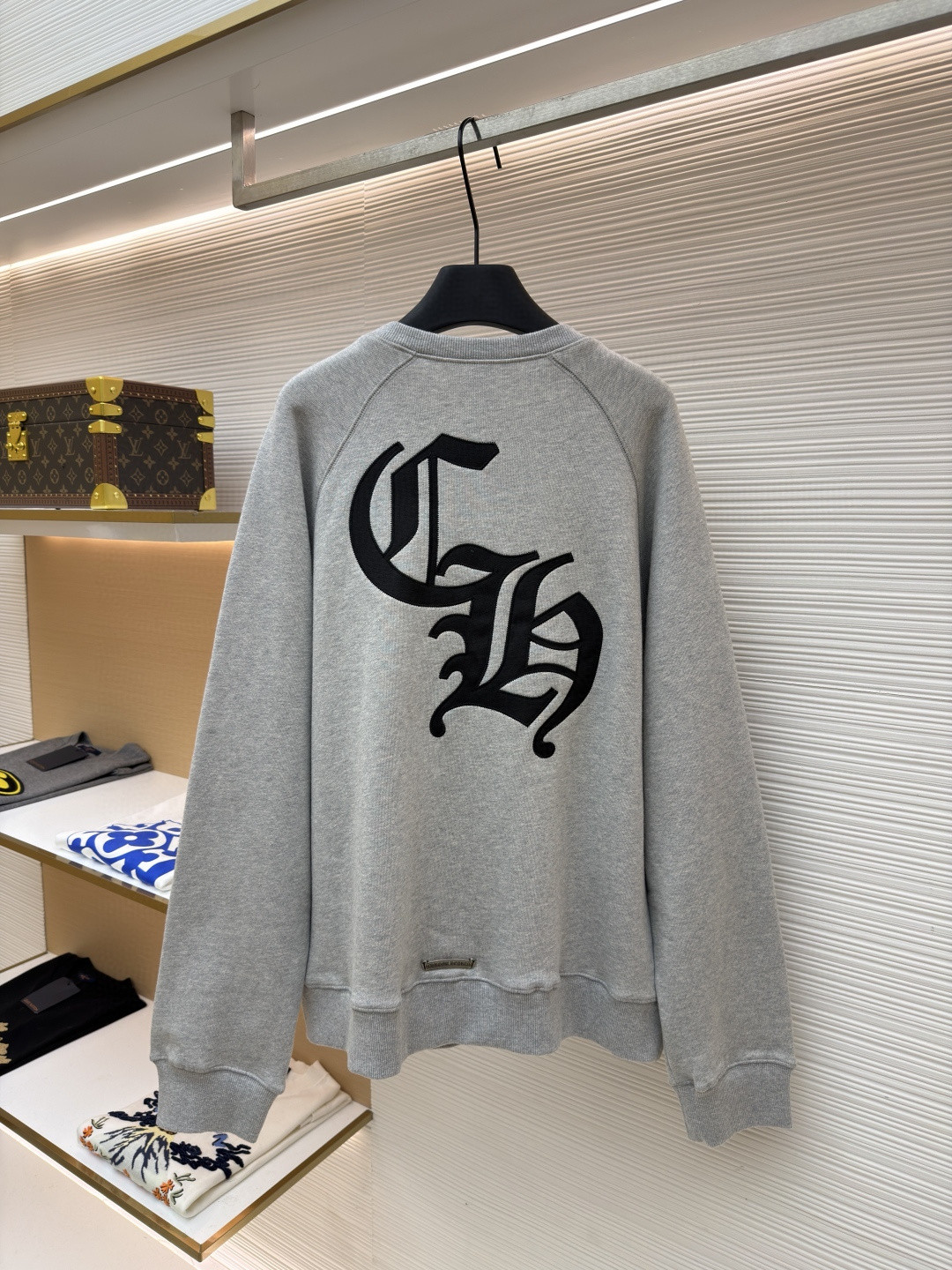 Chrome Hearts 克罗心 十字架徽标圆领长袖卫衣 套头 灰色 A5 CH-2025-6150