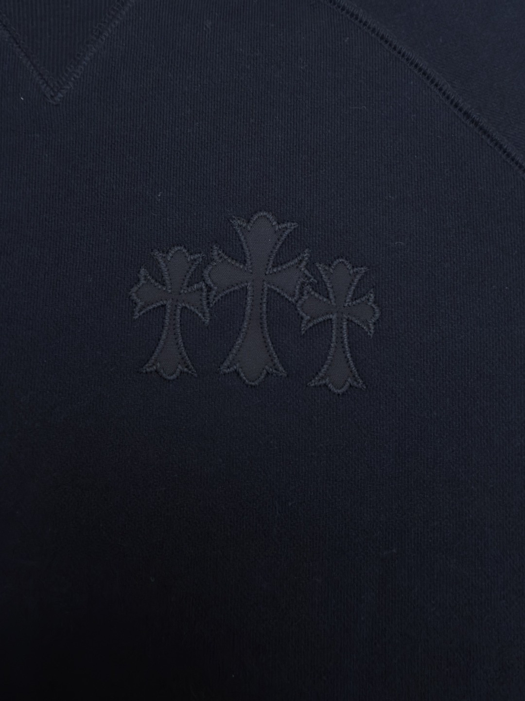 Chrome Hearts 克罗心 十字架徽标圆领长袖卫衣 套头 黑色 A5 1SS2504CH7CCN
