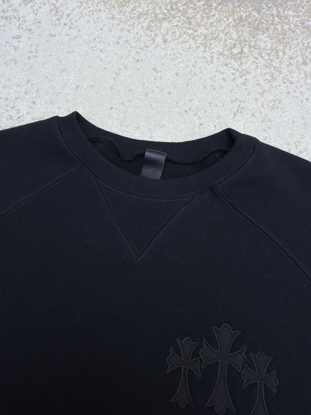 Chrome Hearts 克罗心 十字架徽标圆领长袖卫衣 套头 黑色 A5 1SS2504CH7CCN