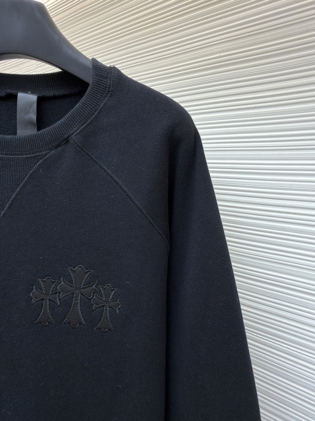 Chrome Hearts 克罗心 十字架徽标圆领长袖卫衣 套头 黑色 A5 1SS2504CH7CCN
