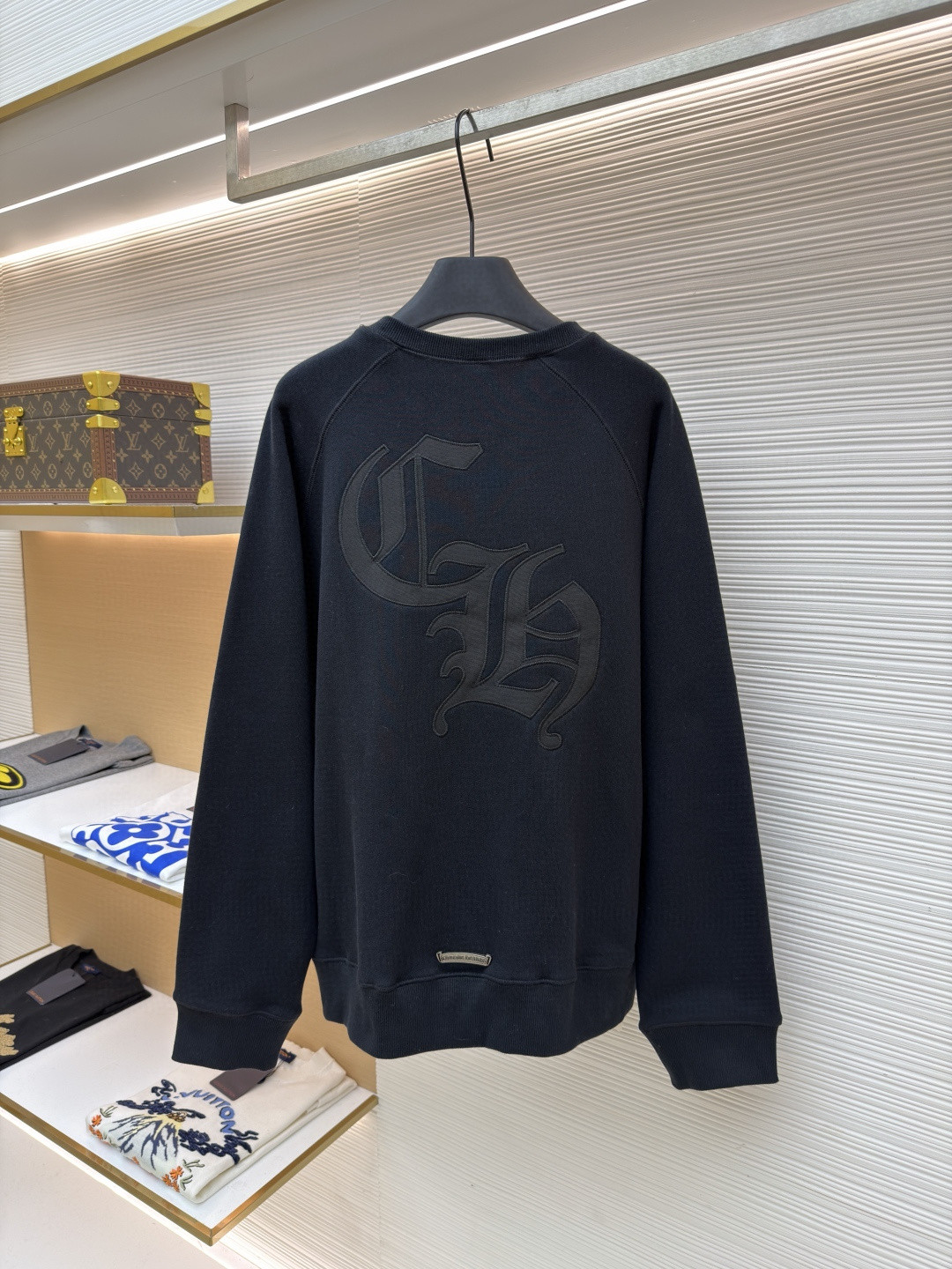 Chrome Hearts 克罗心 十字架徽标圆领长袖卫衣 套头 黑色 A5 1SS2504CH7CCN